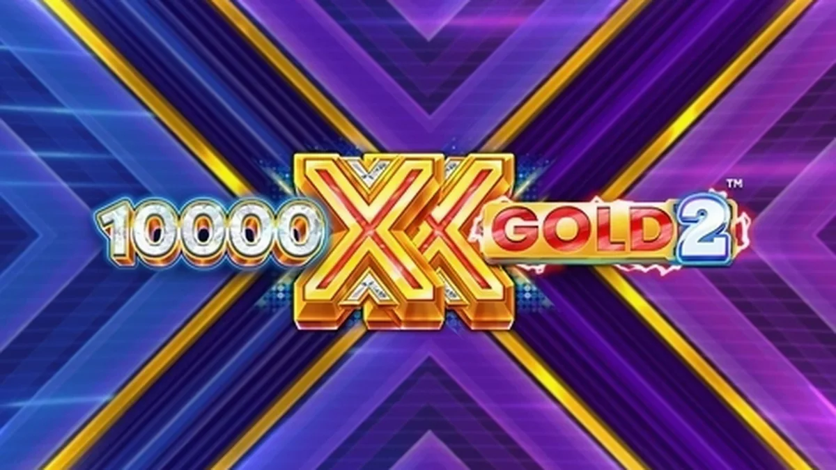 Tampilan antarmuka permainan slot 10,000 X Gold 2 dengan simbol emas dan fitur Stack Xpand.